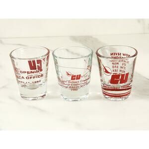 Republic Airlines Shot Glass 1982 1983 1984 Atlanta 80s x3 New Vintage